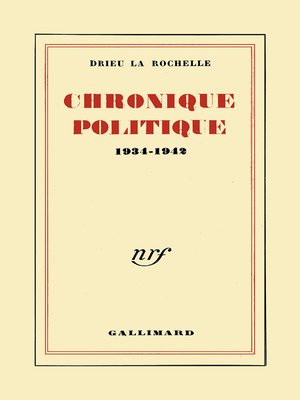 cover image of Chronique politique (1934-1942)
